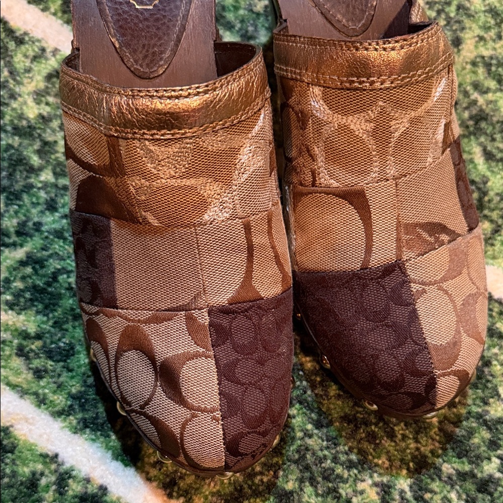 Coach Brown Patchwork Mules - image 8